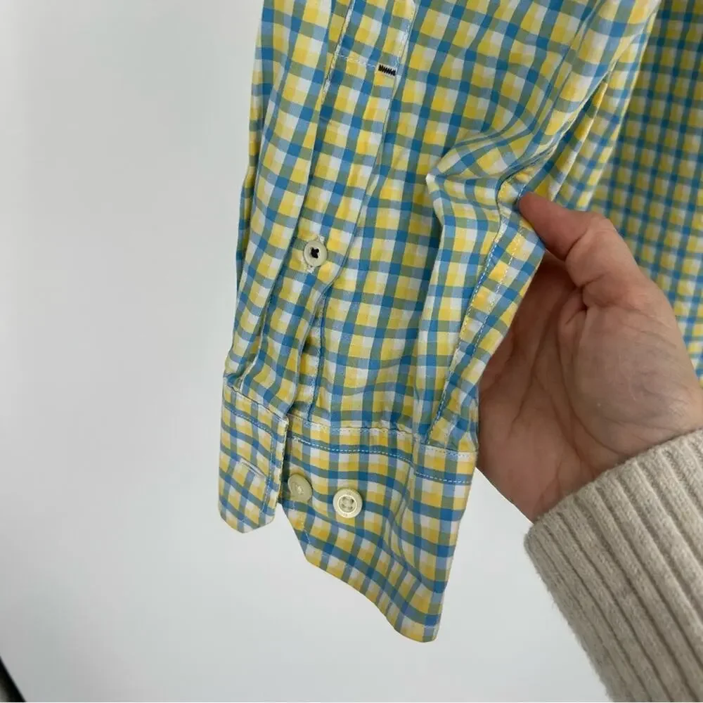 Banana Republic Men's Yellow Blue Checkered Soft Wash Button Down Shirt Size‎ XL